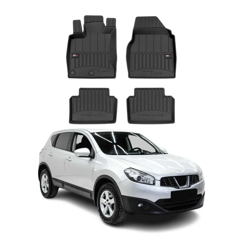 OMAC Gummi Fußmatten für Nissan Qashqai J10 2007-2013 Premium Gummi Schwarz 4tlg