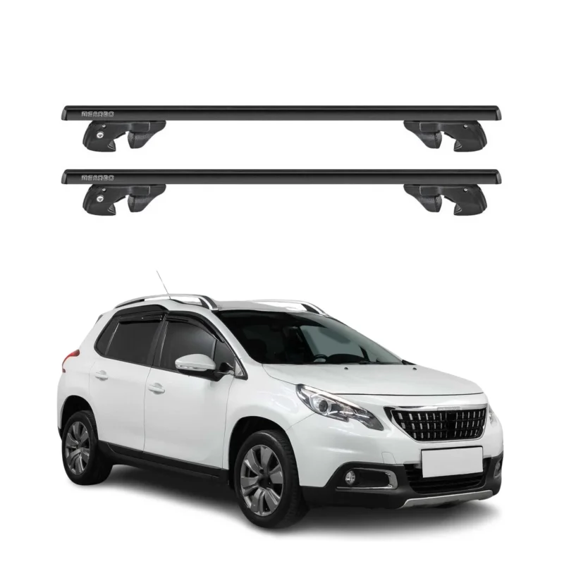 Dachträger Grundtäger für Peugeot 2008 I 2013-2019 Alu 90kg TÜV Schwarz 2tlg