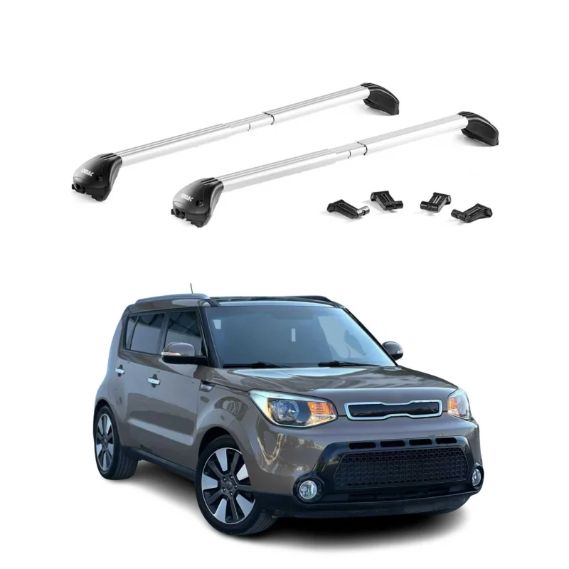 Dachträger Grundtäger für Kia Soul II 2014-2019 100kg Aluminium Silber 2 tlg ABE