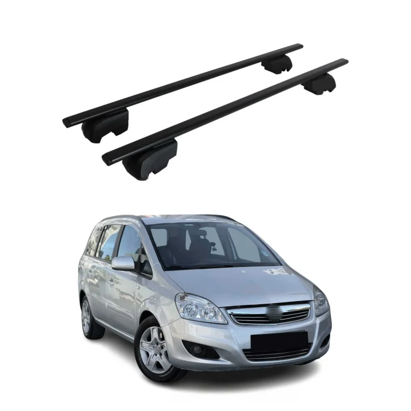 Dachträger Grundträger für Opel Zafira B 2005-2011 75kg Stahl Schwarz 2 tlg