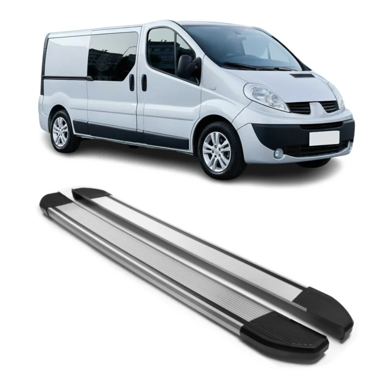 Alu Seitenschweller Trittbretter für Opel Vivaro 2001-2014 L2 Langer Silber 2tlg