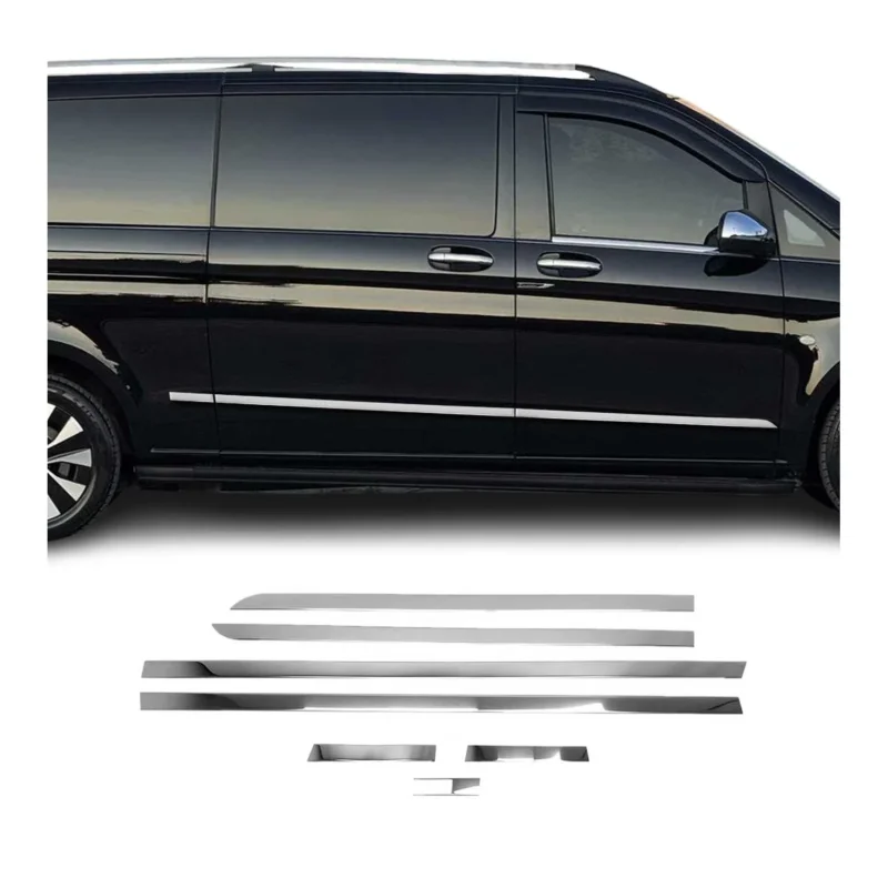 Seitentürleiste Türschutzleiste für Mercedes Vito W447 2014-2026 L3 Langer Chrom