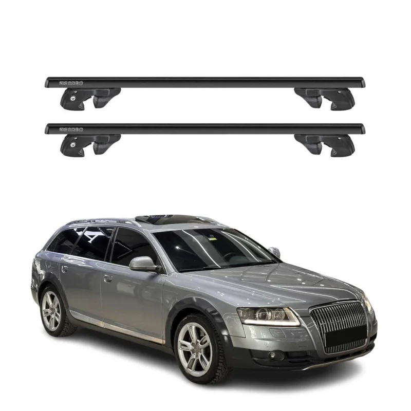 Dachträger Grundtäger für Audi A6 C6 Allroad 2006-2011 Alu 90kg TÜV Schwarz 2tlg