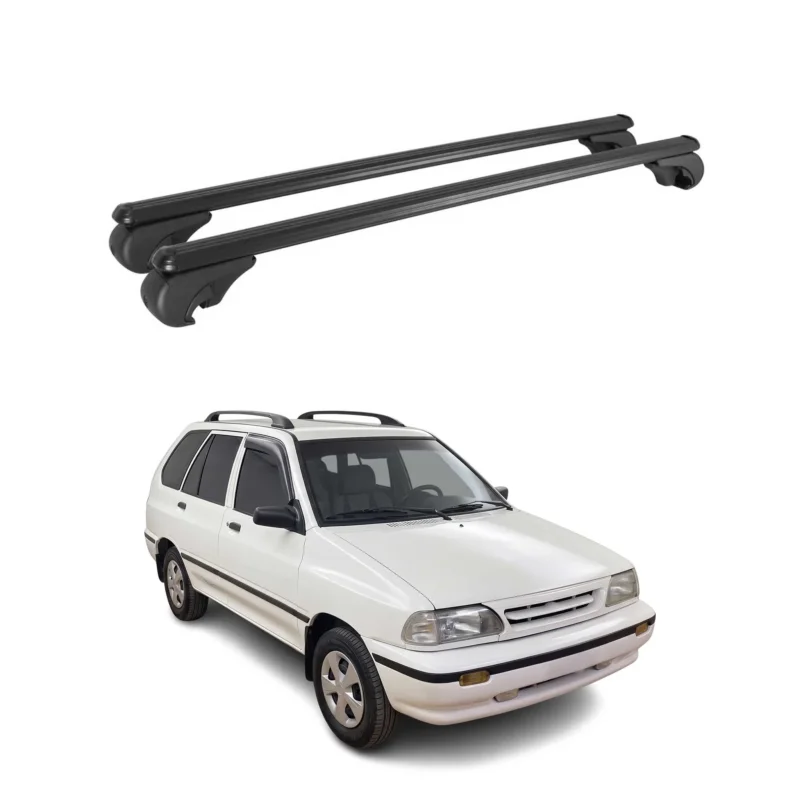 Dachträger Grundträger für Kia Pride Kombi 1991-2000 TÜV Aluminium Schwarz 2tlg