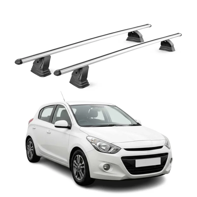 Alu Dachträger für Hyundai i20 II 2014-2020 5Tür TÜV T-Nut 75 kg 2tlg Silber