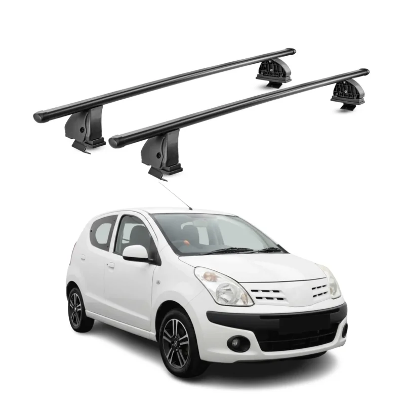 Stahl Dachträger für Nissan Pixo 2009-2013 TÜV Abschließbar 75 kg 2tlg Schwarz