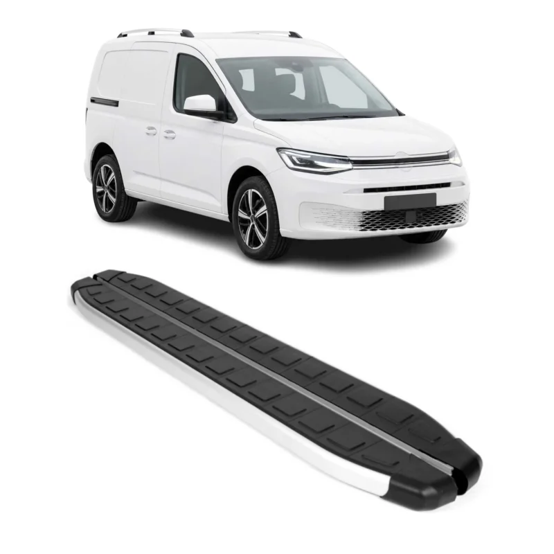 Trittbretter Seitenschweller für VW Caddy Maxi 2020-2026 L2 Silber Schwarz 2tlg
