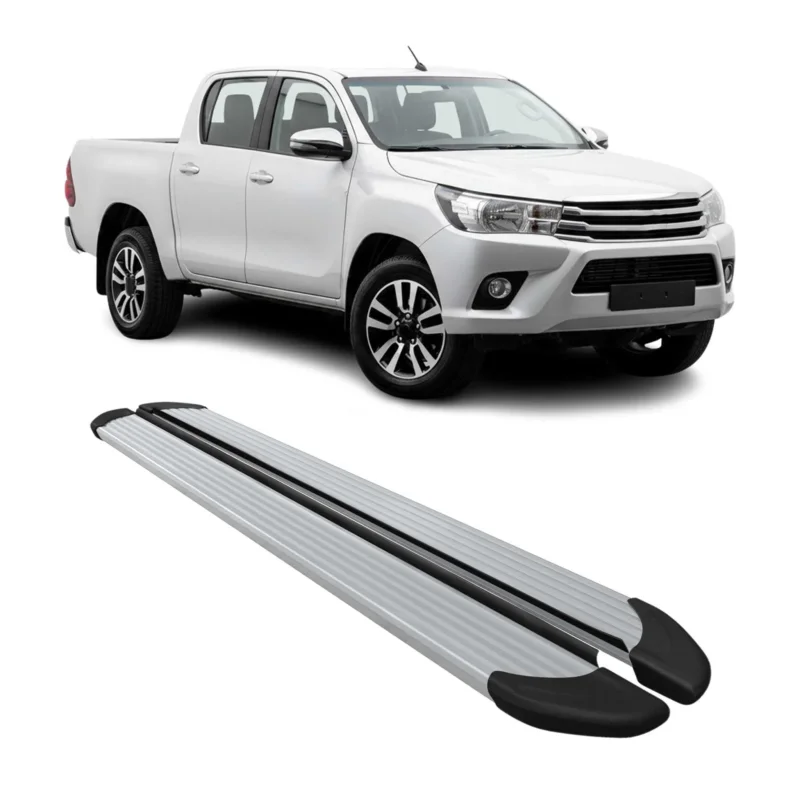 Seitenschweller Trittbretter für Toyota Hilux DoubleCab 2015-2026 Aluminium Grau