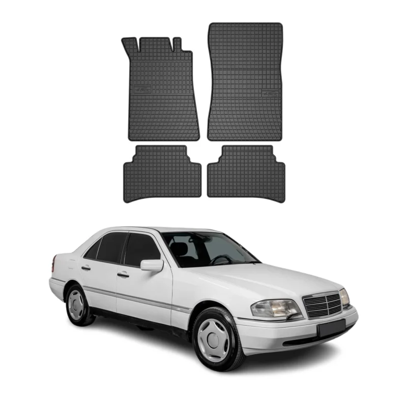OMAC Gummi Fußmatten für Mercedes C Klasse W202 1993-2001 Automatten Schwarz 4x