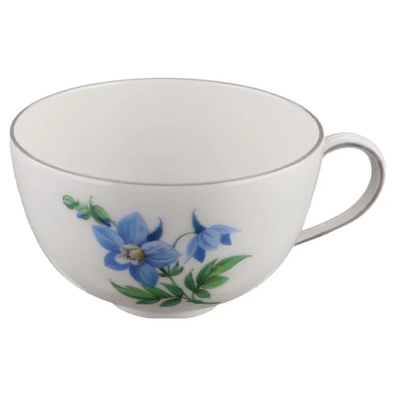 Mokkatasse Espressotasse Blüte Blau Typ I KPM Berlin Urbino I.Wahl Wildblumen mit grauem Rand