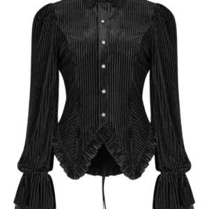 Punk Rave The Manor Velvet Bluse Schwarz