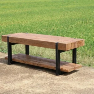 TV Regal Teakholz Industriedesign, Fernsehregal Teak Industriedesign Metall Gestell, TV Lowboard Teak, Breite 140 cm