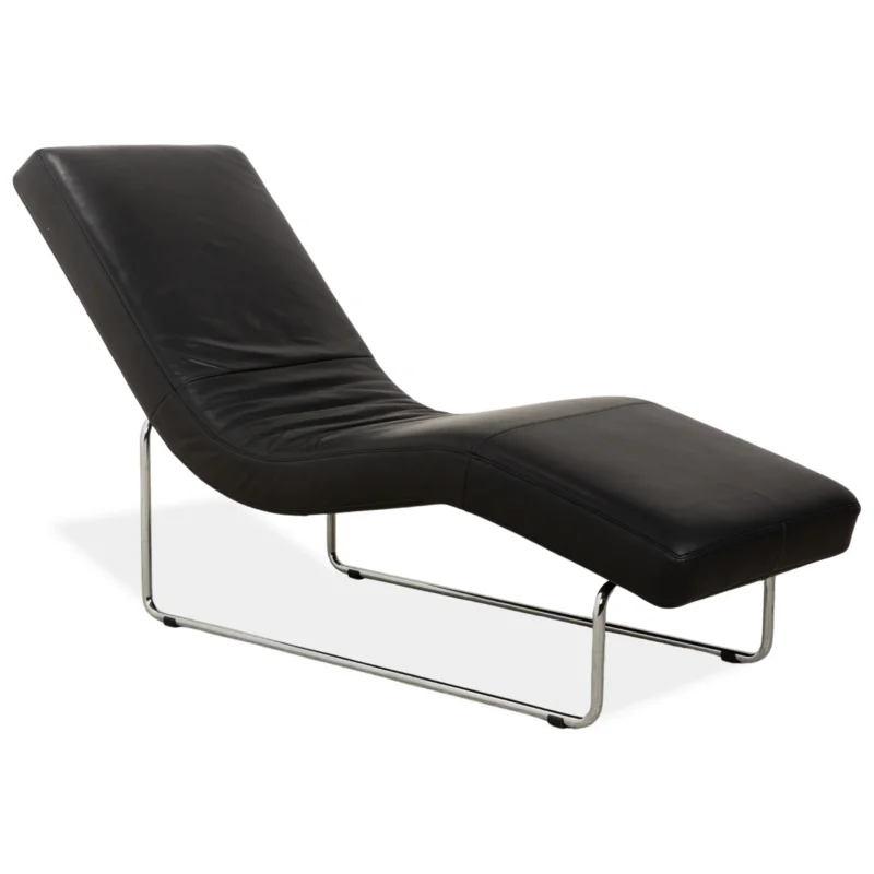 Rolf Benz 680 Leder Liege Schwarz manuelle Funktion