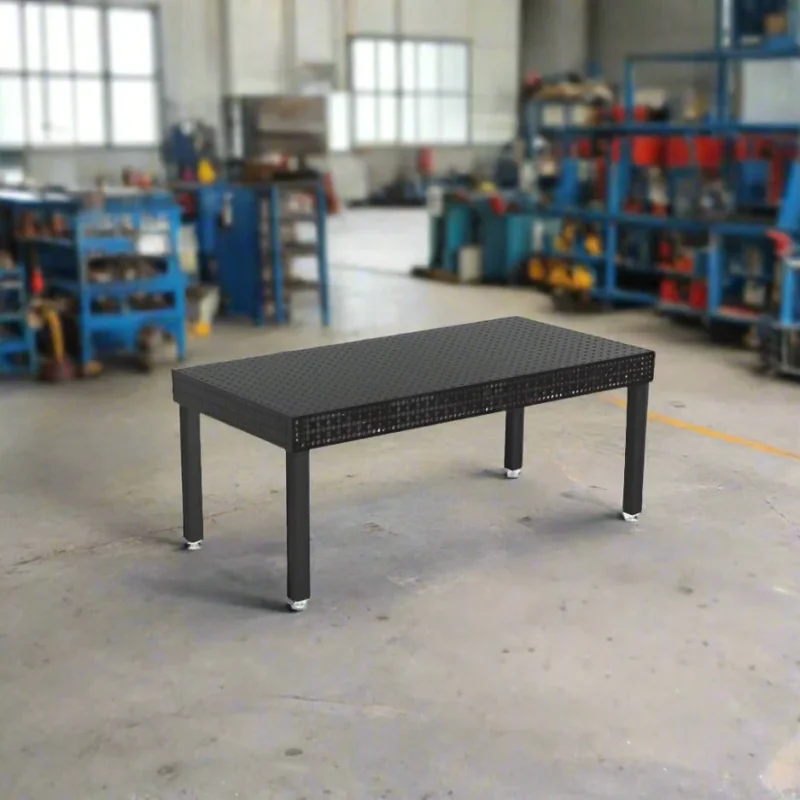 Produktansicht von Siegmund Schweißtisch 2000 x 1000 x 100 mm Professional Extreme 8.7 System 16 Plasmanitriert höhenverstellbar 600-900 mm mit Lenkrolle und Feststellbremse