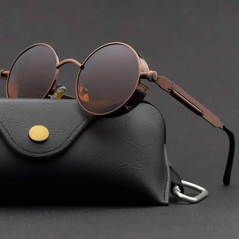Vintage runde Steampunk-Sonnenbrille, polarisiert, UV400