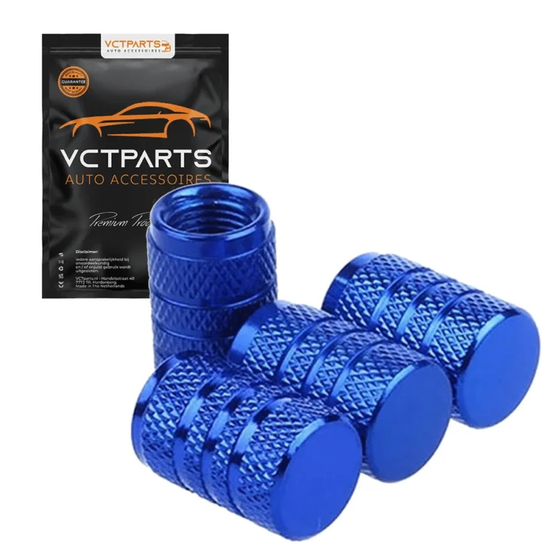 VCTparts Universele Ventieldoppen Aluminium Blauw – Set van 4 Stuks voor Auto, Motor en Fiets NORGOS 1