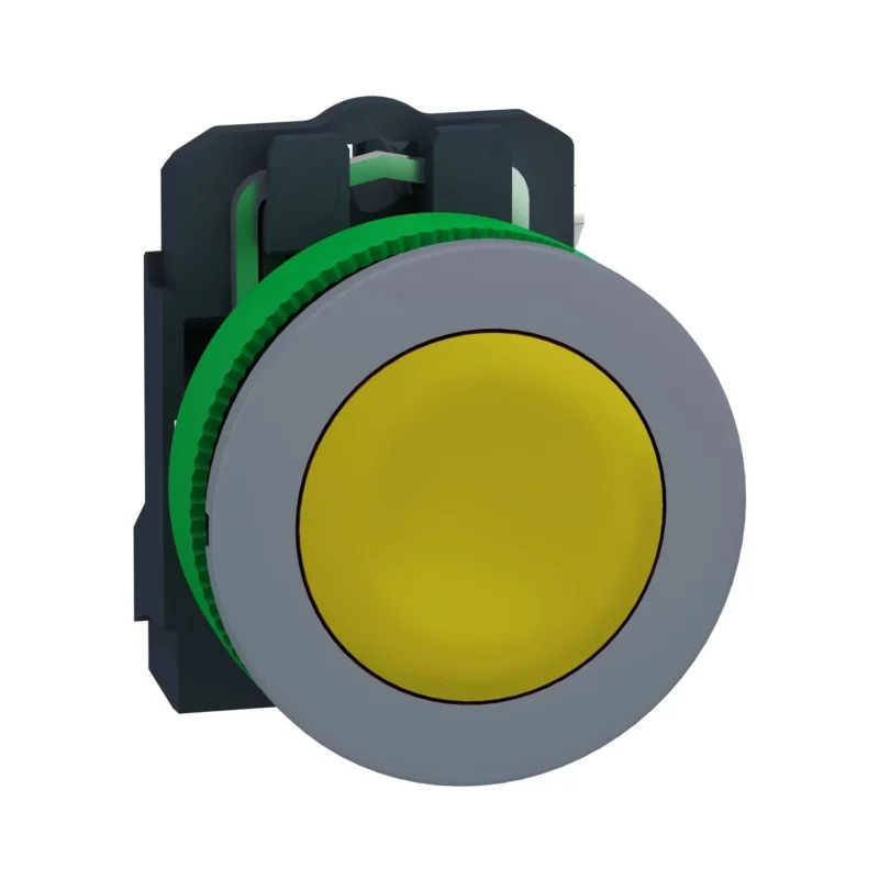 Schneider Electric - Drucktaster, Komplettgerät Drucktaster komplett XB5FA51C0 gelb, 30mm, 1S, grau