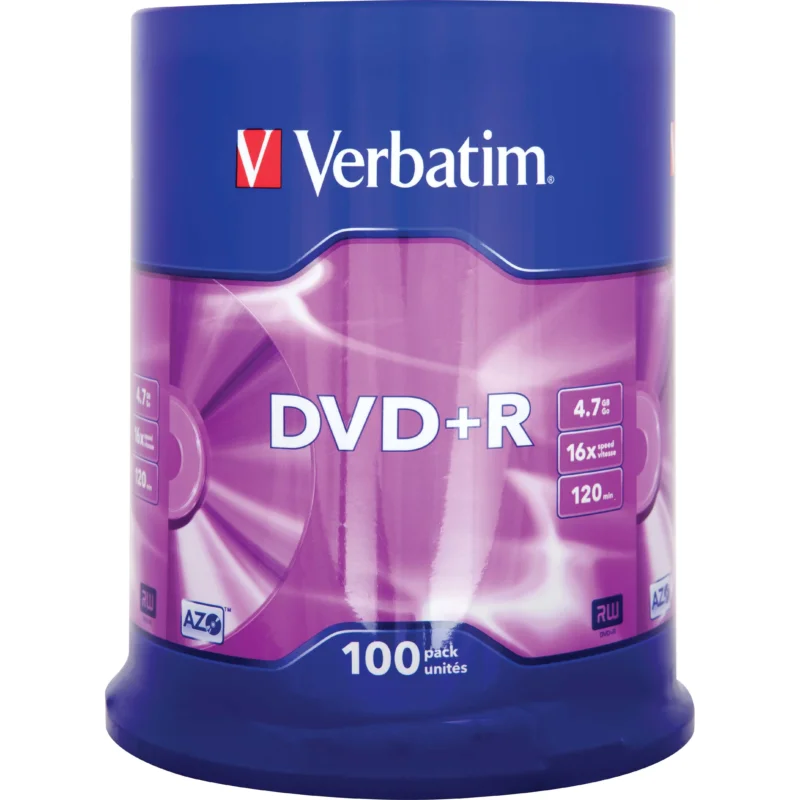 Verbatim - Speichermedium digital DVD+R 4.7GB/120Min/16x 43551 (VE100 Cakebox (100 Disc)
