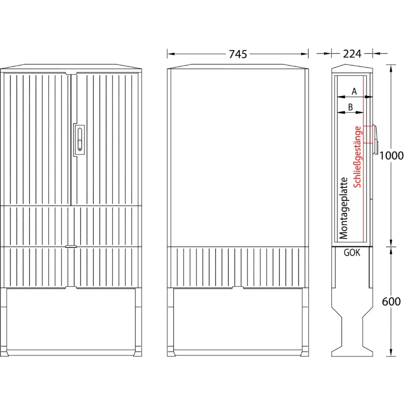 uesa - Gehäuse/Schaltschrank (leer) Leerschrank flach IP44 A100-M-1000 1100x745xx224