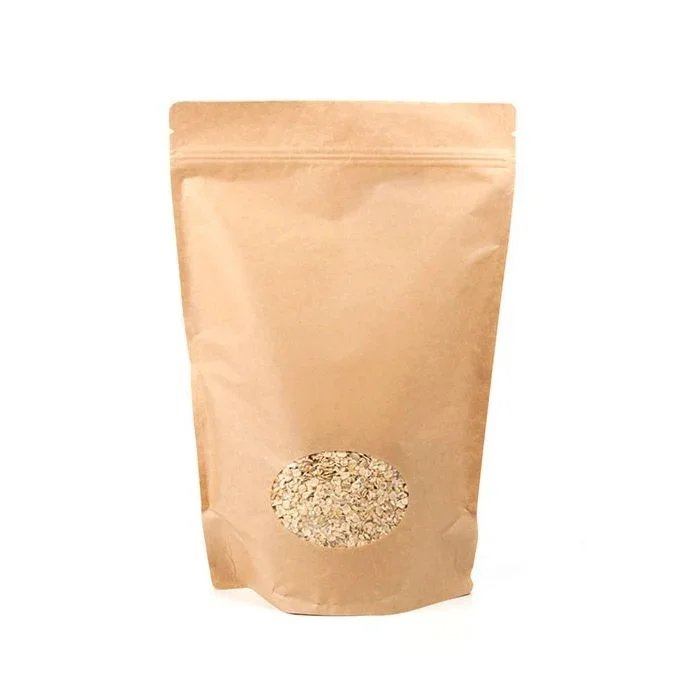 Stand Up Pouches Kraft with oval Window 23x12x34.5cm | 907 grams
